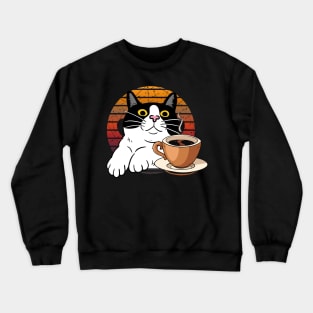 cat and coffee Crewneck Sweatshirt